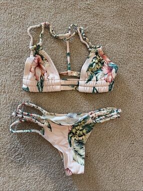 Montce Swim Floral Bikini with Braided Straps